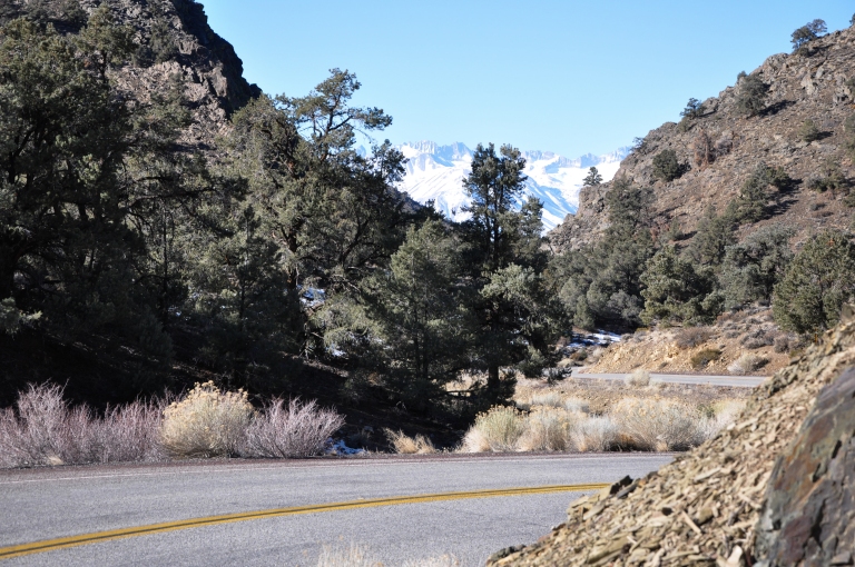 Route 168 through the pass to Route 395. The pass is a challenge to drive but beautiful at every turn.